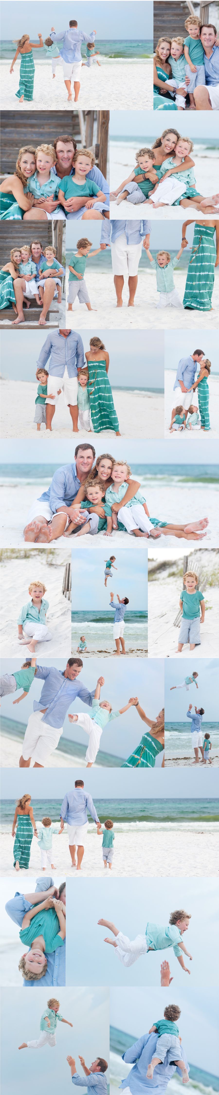Beautiful Family Beach Poses family portrait  love the outfit colors!