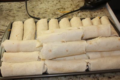 Breakfast Burritos:  Ingredients:  1 lb. Pork Sausage (I use Jimmy Dean)  1 Pkg. Hash browns (I use Simply Potatoes)  8 to 12
