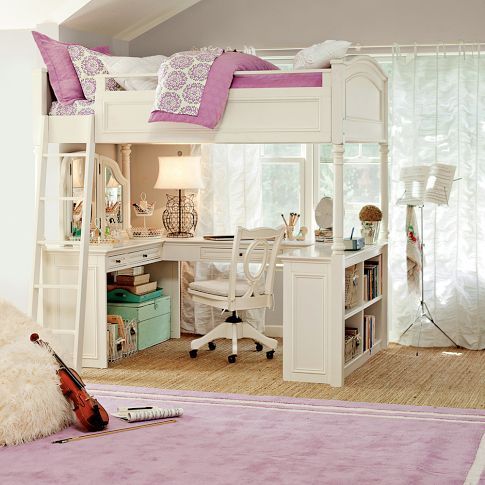 Chelsea Vanity Loft Bed | PBteen- what I wouldnt give to have this for my daughters room!