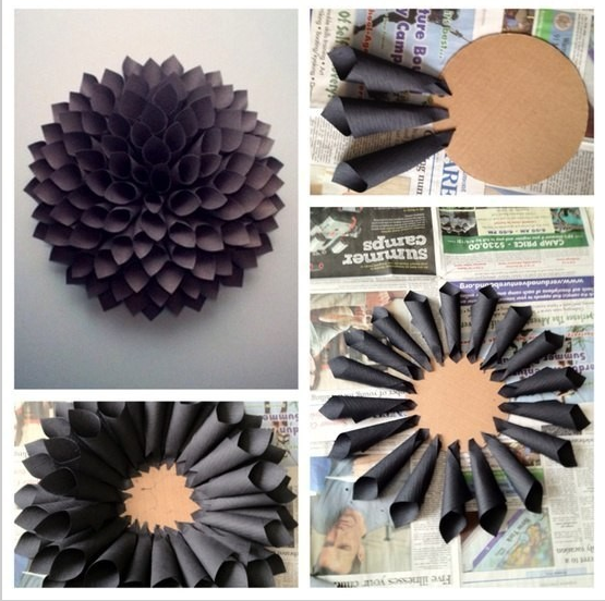 DIY Paper Flower Dahlia Wreath – budget friendly. All you need is your favorite paper, a cardboard round and some glue.