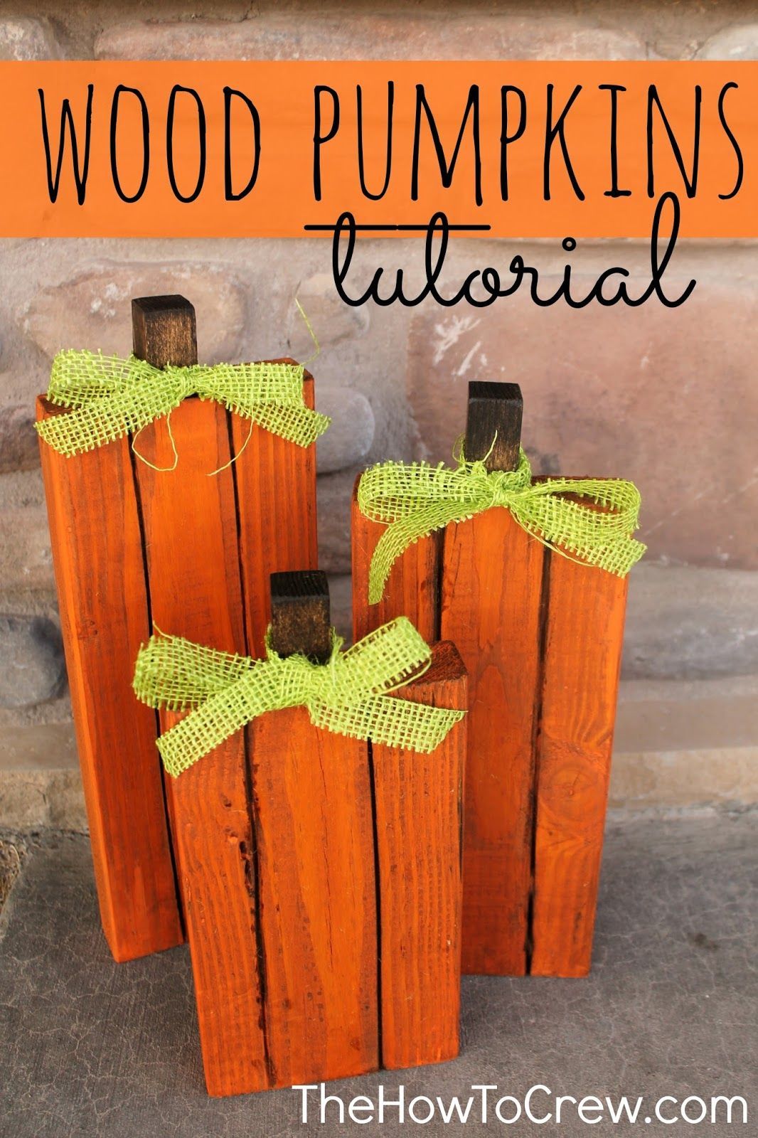 DIY Wood Pumpkin Tutorial from.  A quick, easy project and so cute for fall!