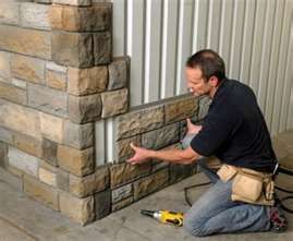 Faux stone. Easy to pop on the side of a house for an exterior change.