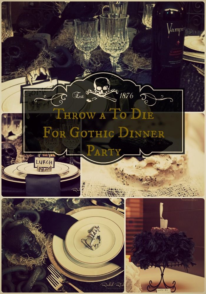 Gothic dinner party- rats in the cheese, knife in the cake with feather boa