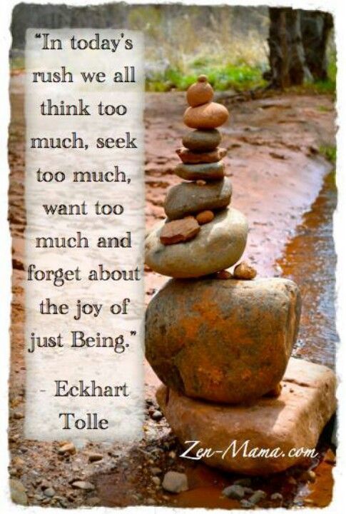 In todays rush, we all think too much, seek too much, want too much and forget about the Joy of just Being … Eckhart Tolle ..