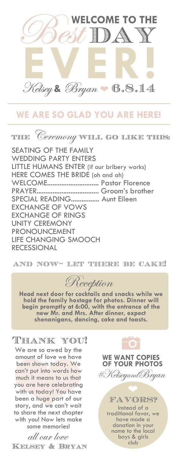 Infographic Wedding Program- I pretty much want to steal this word for word!