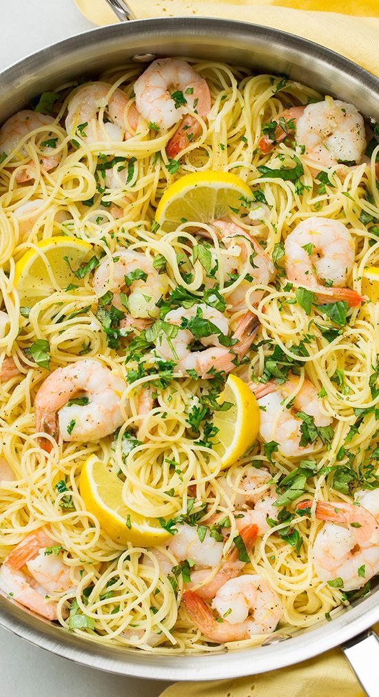 Lemon-Parmesan Angel Hair Pasta with Shrimp – this is so easy to throw together and it tastes AMAZING! I love the lemon shrimp