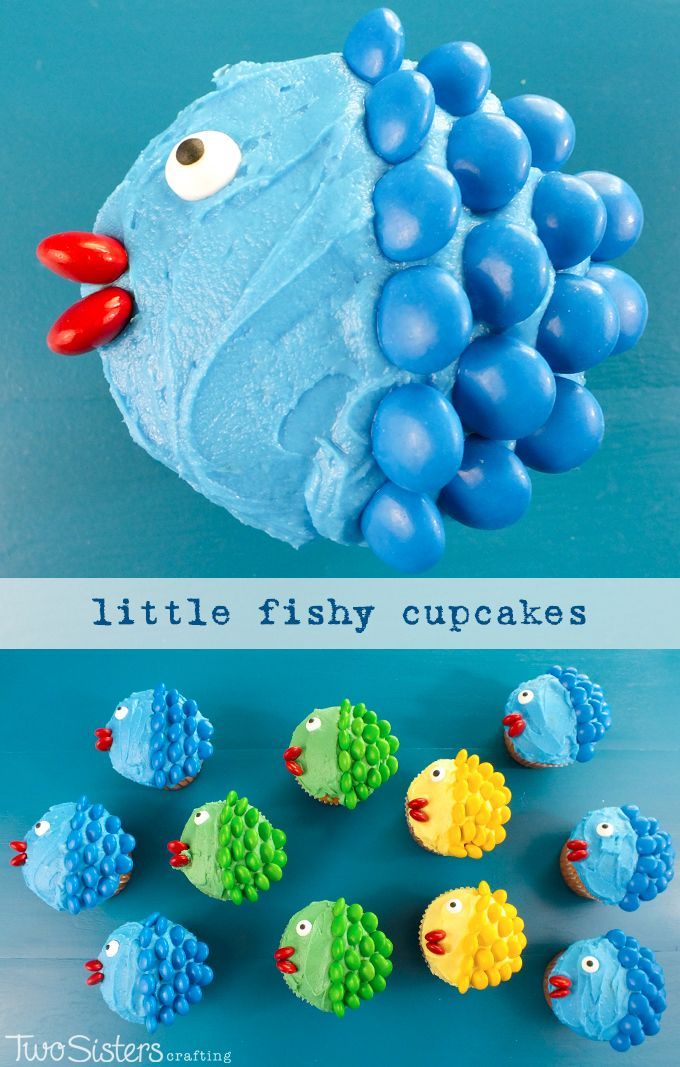 Little Fishy Cupcakes – so adorable and so easy to make! Cant resist their little fishy mouths!