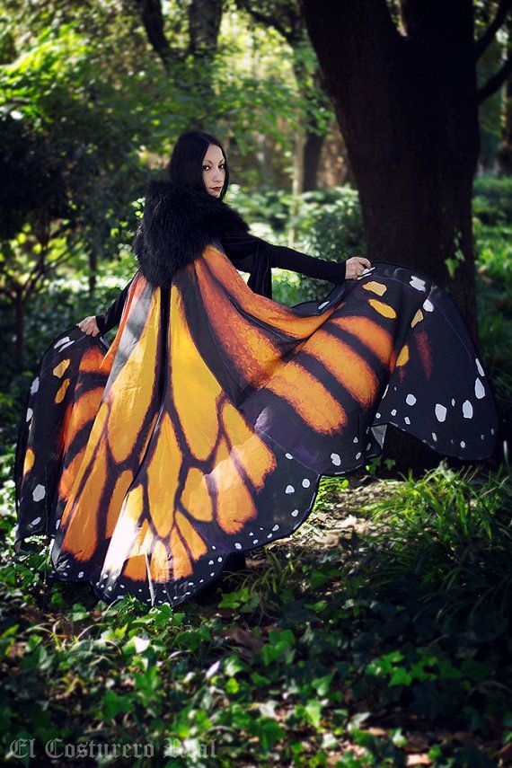 Monarch Butterfly cape cloak orange and black by CostureroReal