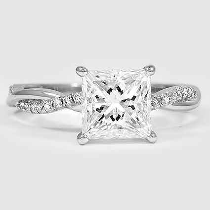 Platinum Petite Twisted Vine Diamond Ring // Set with a 1.53 Carat, Princess, Super Ideal Cut, H Color, VVS1 Clarity Diamond