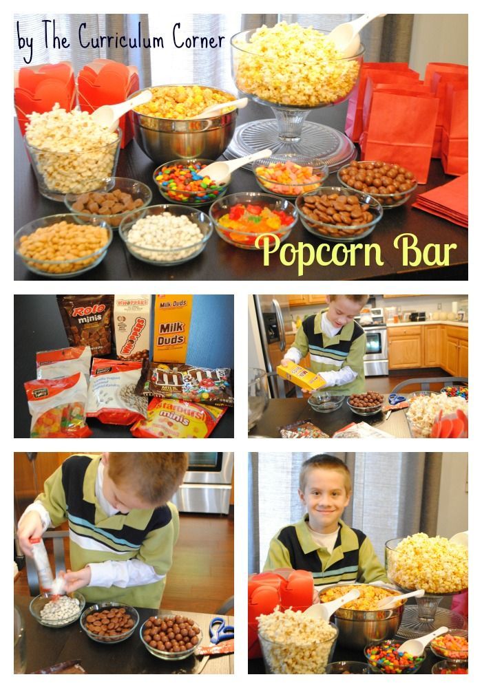 Popcorn Bar by The Curriculum Corner – a great party idea that your kids can help set up!