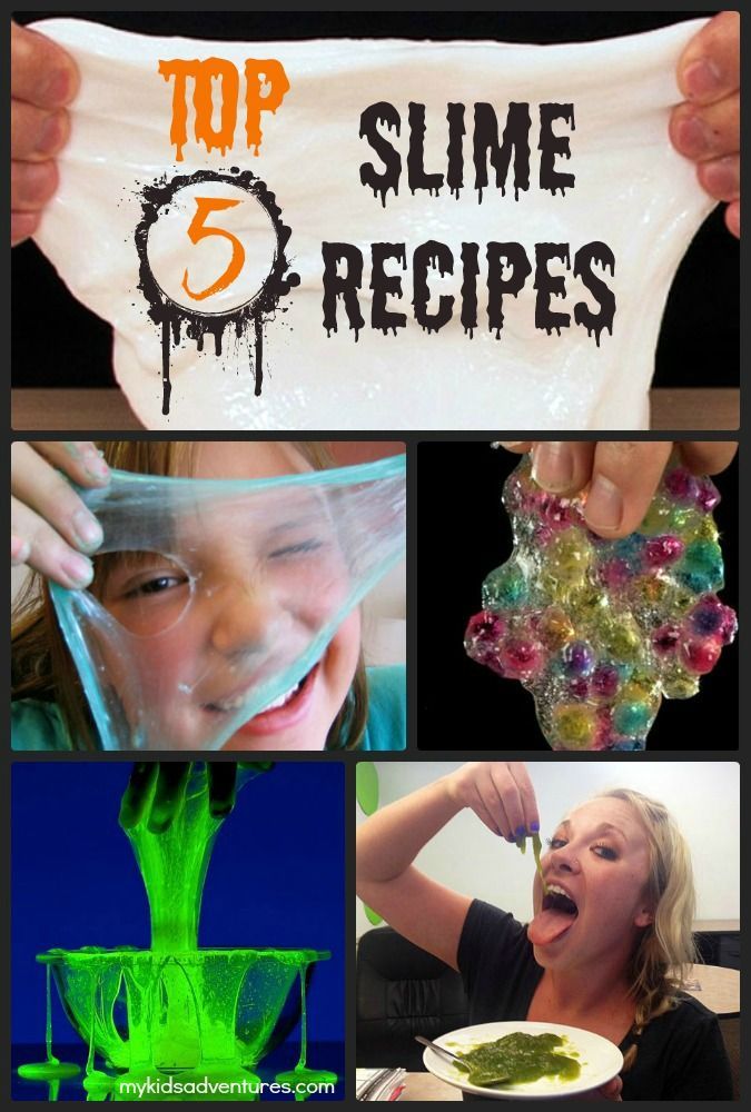 The top 5 slime recipes for kids.  Halloween slime recipes for haunted houses, classroom parties, Halloween parties or just an