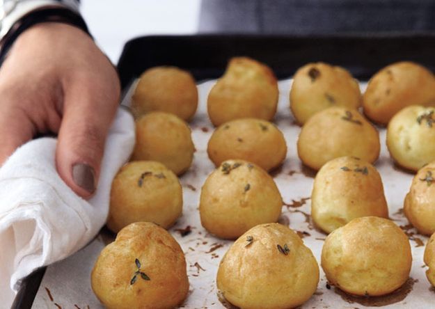 Thyme Gougeres- holy hell i need to make these for the bridal shower