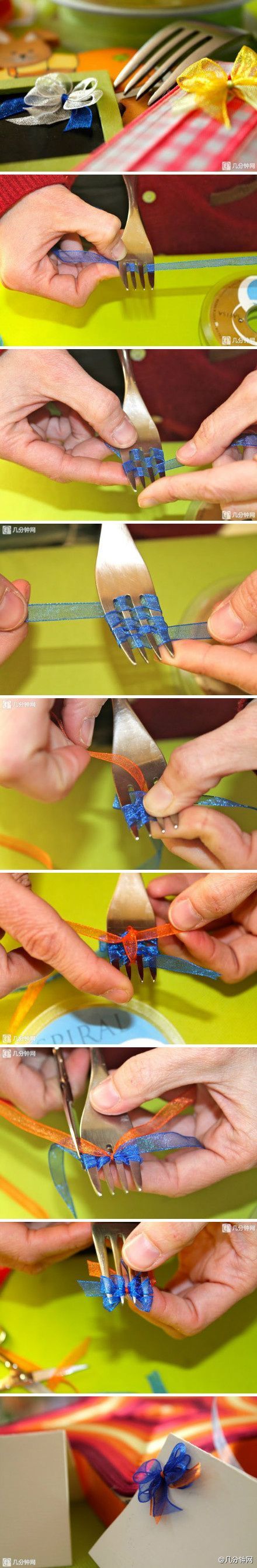 Use a fork to make a perfect little bow.