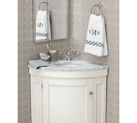 Vintage Recessed Medicine Cabinet | Pottery Barn – I love the little corner vanity.  Perfect for a tiny half bath.
