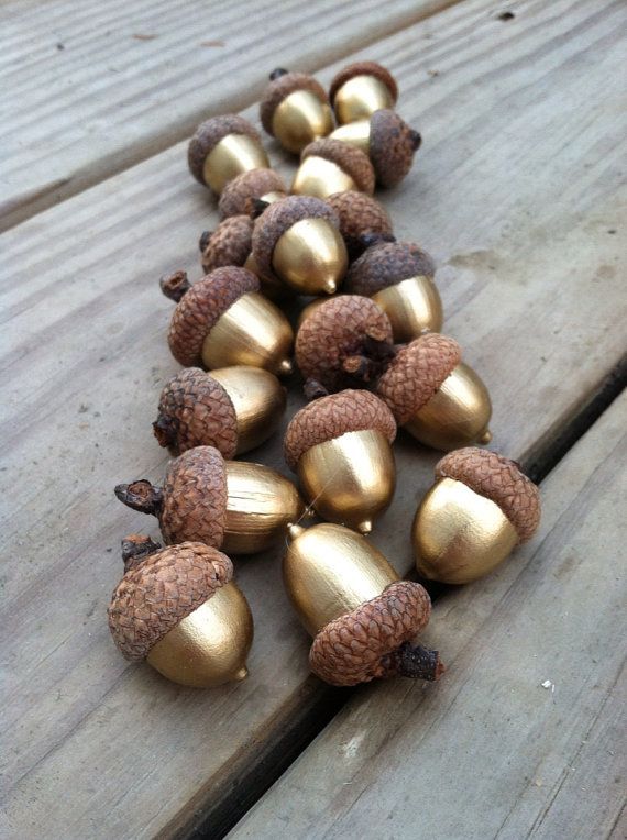 25 Gold decorative acorns on Etsy, $12.50 I have made these before. Use them in some way every year!