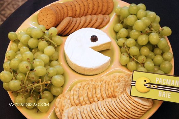 Cheese platter with fruit (minus crackers) — With tillamook cheese as pac man