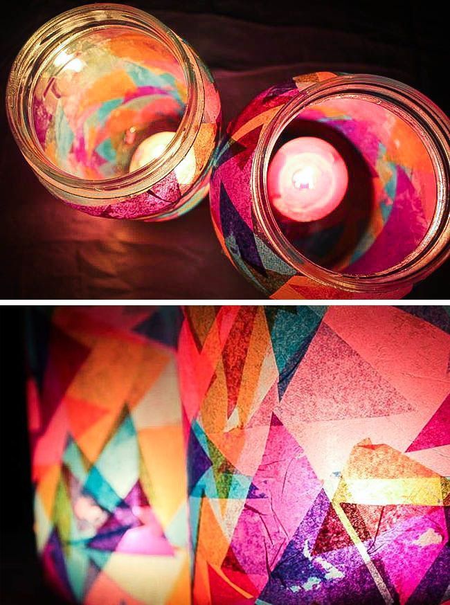 DIY COLORFUL GARDEN LANTERNS---holy crap!! I want to finish all the olives and pickles that I have in my fridge right now!!!