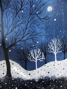 elementary line art projects | especially love the white trees in the bkd and the black in the …