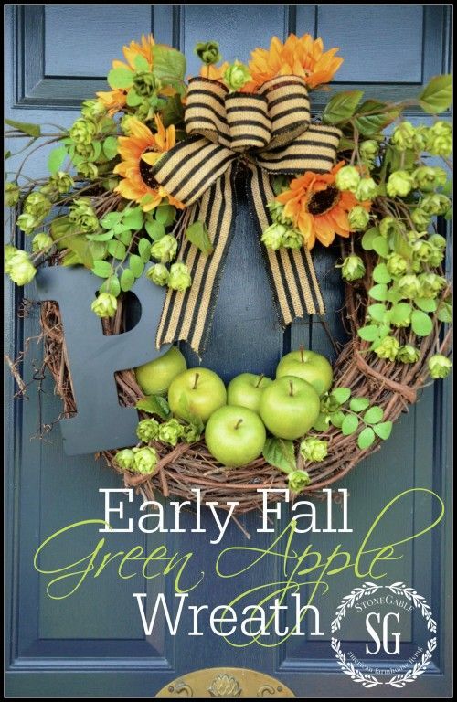 Inspiring Fall Wreath Round Up. I have pears I can use for this – plus a monogram and lots of burlap!