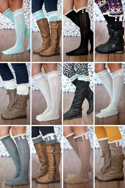 Lace Button Boot Socks-  6 Adorable colors! Wear them knee length or scrunched up for shorter boots.  Adds a cute peek of lace