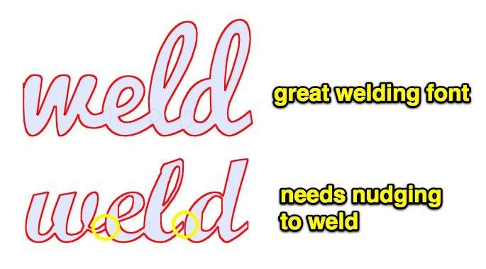 New owners of digital diecutters often ask what are the best fonts for welding (or “connecting” if they havent been indoctrinated