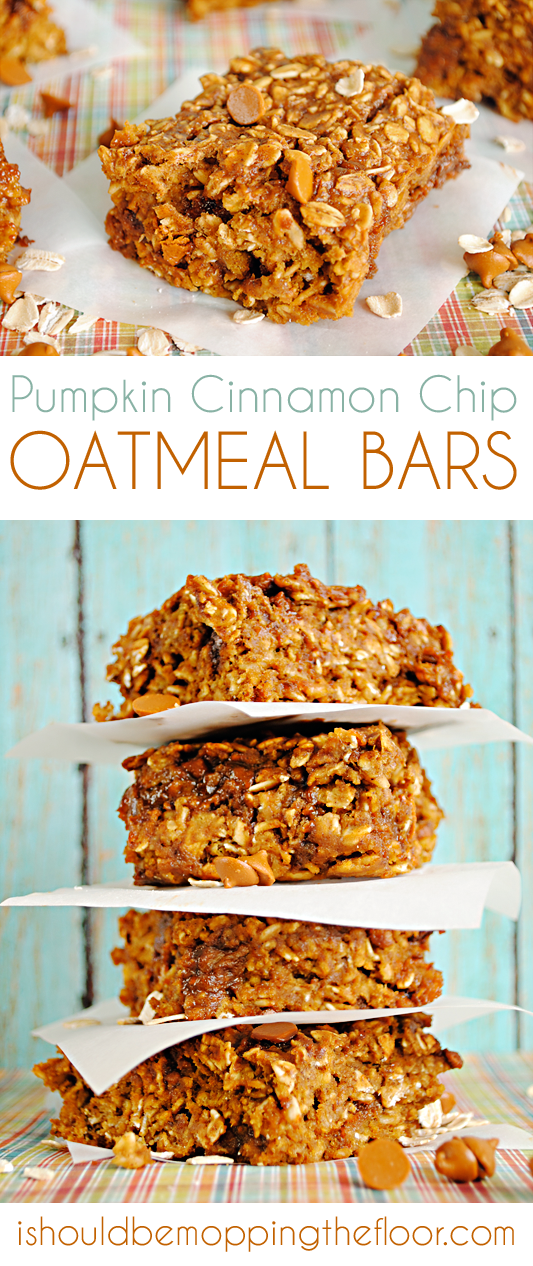Pumpkin Cinnamon Chip Oatmeal Bars | Only 3 Points Plus: the perfect Weight Watchers recipe | The perfect on-the-go fall