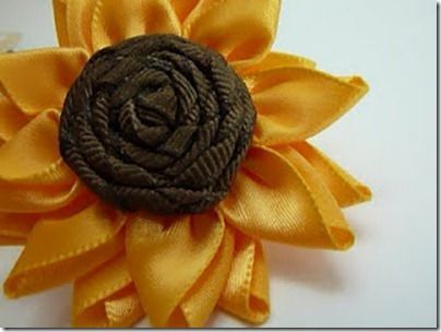 Ribbon Kanzashi Flower | … -Petalled Ribbon FlowerSunflower by Paper Pleats and Ribbon Roses