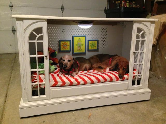 Upcycled TV Console To Dog Bed by Miss-Tints – Featured On Furniture Flippin