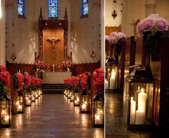 05 kerzen hochzeitsdeko dekoideen kirchlich Altar heiraten in der kirche blume Hochzeit Deko Idee  Lichthochzeit mit Kerzen oder