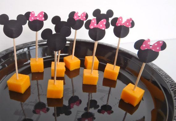 24 Food Picks for Mickey or Minnie Mouse Party  by FeistyFarmersWife, $6.00