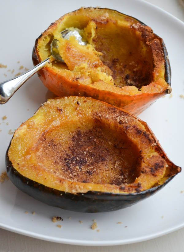 Acorn squash roasted with brown sugar and a hint of cinnamon… had these last night, amazing!