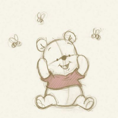 Adorable. This needs to be framed and on the nursery wall: Pooh with Bees  Artist: Disney
