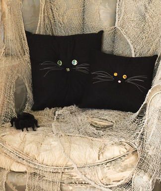 Black Cat Halloween Pillows Sewing Craft