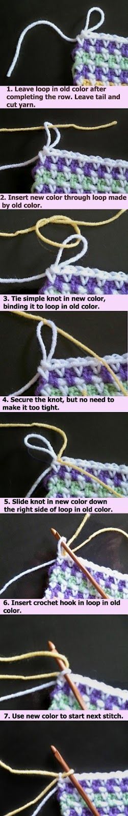 Changing yarn invisibly on crochet