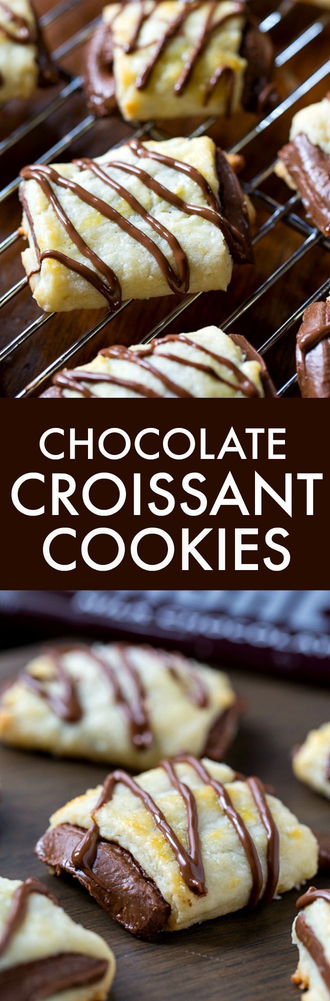 Chocolate Croissant Cookies – A buttery dough wrapped around a chocolate bar.