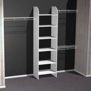 closet idea – with horizontal upper shelves & floor cubes on left side