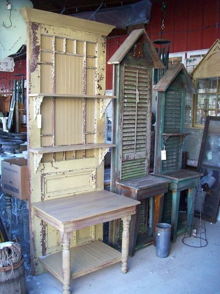Dishfunctional Designs: Upcycled: New Ways With Old Window Shutters…love the potting benches made from old doors and shutters ~