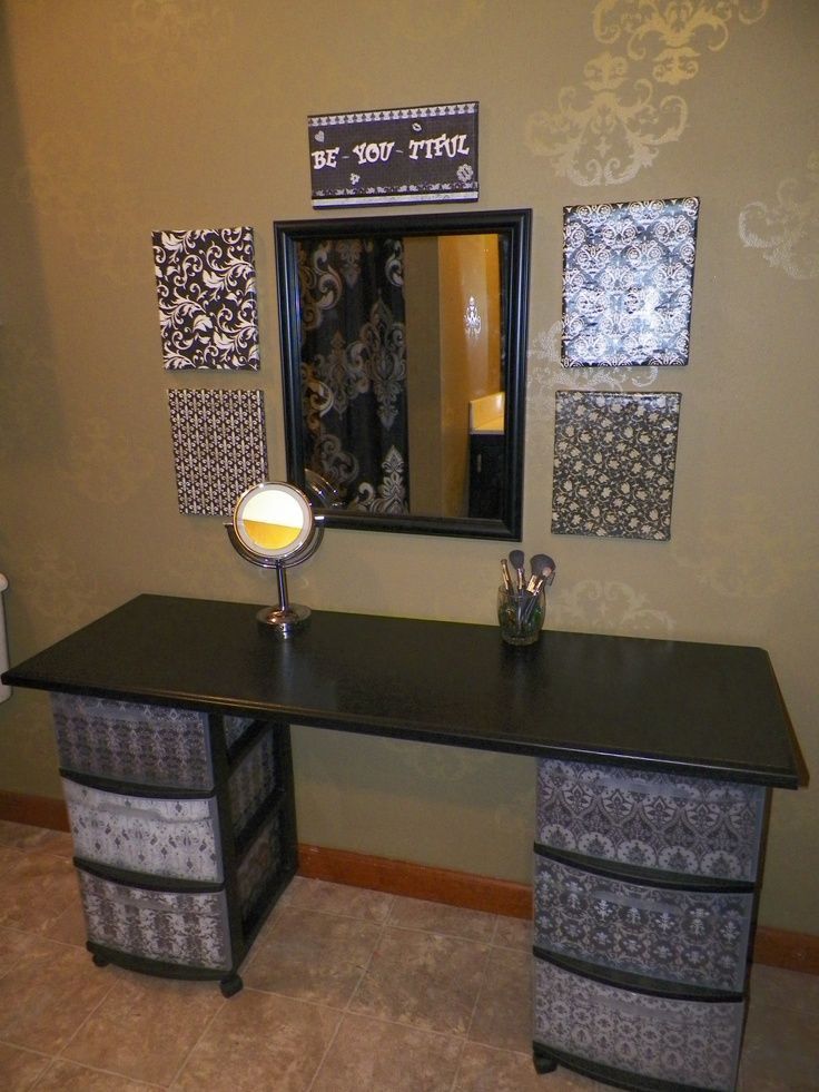 diy makeup vanity  OH MY GOSH!!! What a great idea! I already have one of these. Was wanting to decorate it in this style too. And