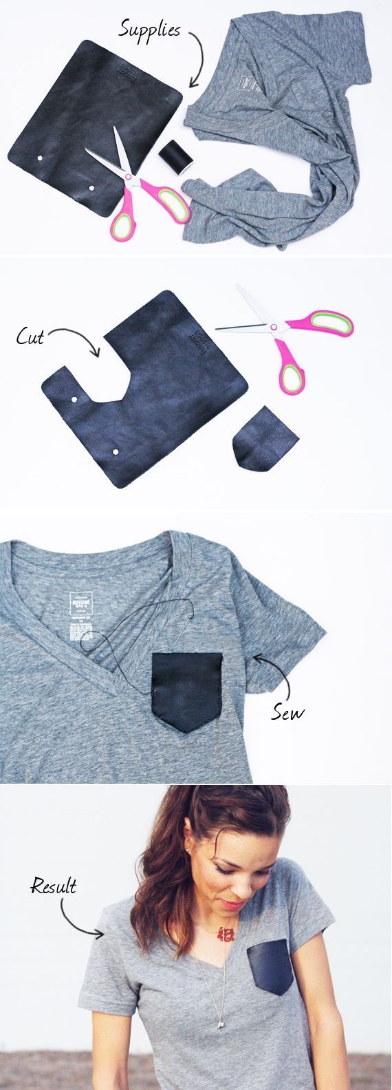 DIY Zara inspired Leather Pocket Tee