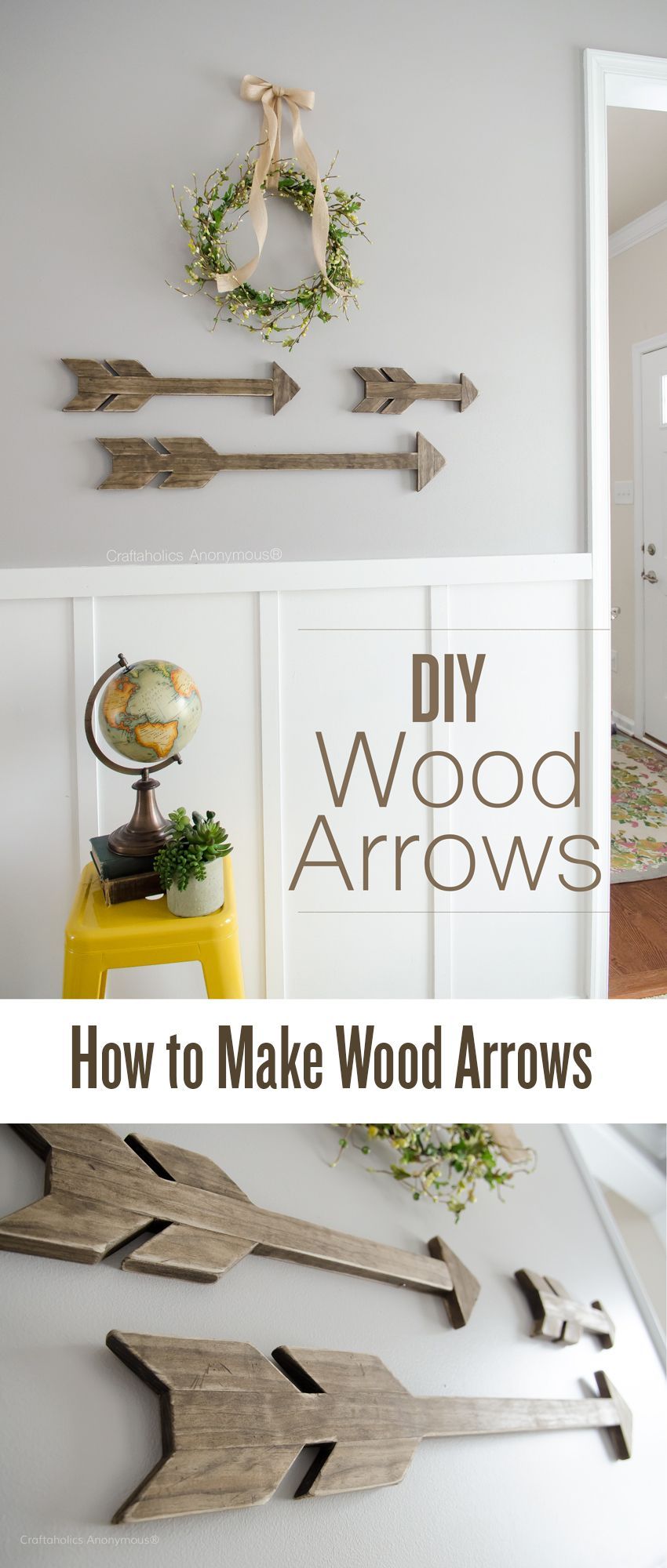 Easy DIY Wood Arrows tutorial || Includes measurements for 3 different sizes + tips and tricks. These are fabulous for mantels,