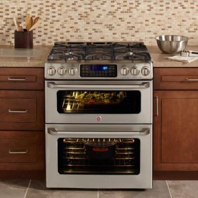 GE 6.7 cu. ft. Double Oven Gas Range with Self-Cleaning Convection Oven in Stainless Steel