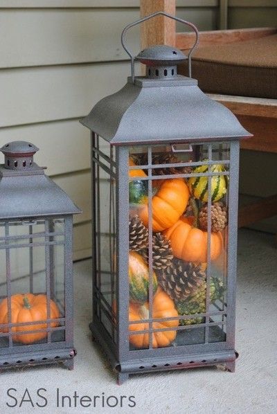 Great idea for fall lanterns… could do this in the ones outside on the front porch!