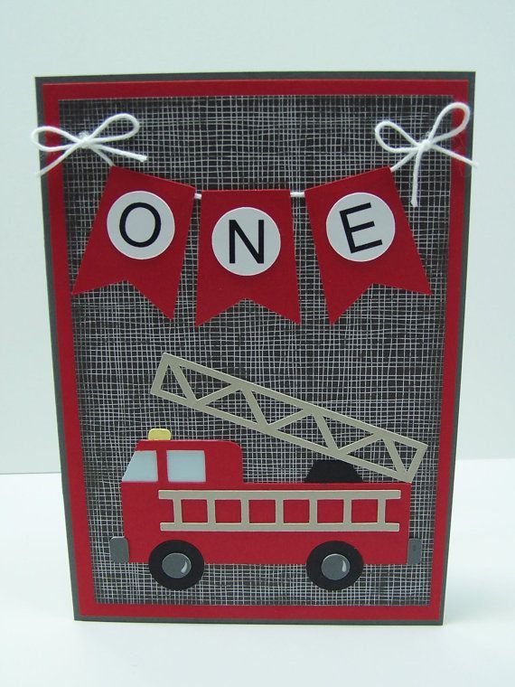 Handmade Birthday Card  Fire Truck Birthday by DawnsGreetingCards, $4.50