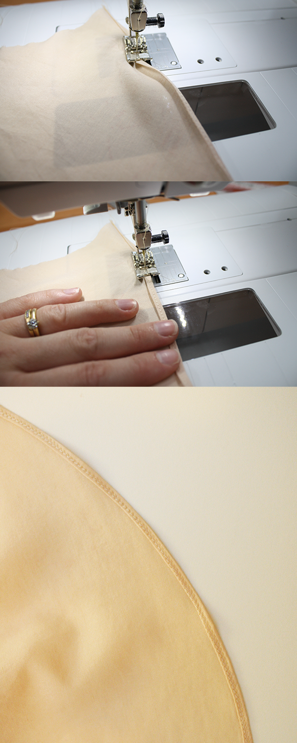 How to sew a rolled hem by machine WITHOUT a rolled hem foot