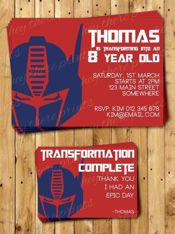 Optimus Prime Transformers Invitations and Thank You Cards – Autobots – Bumblebee on Etsy, $18.16