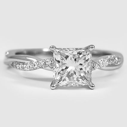 Platinum Petite Twisted Vine Diamond Ring // Set with a 1.25 Carat, Princess, Ideal Cut, J Color, VS1 Clarity Lab Diamond
