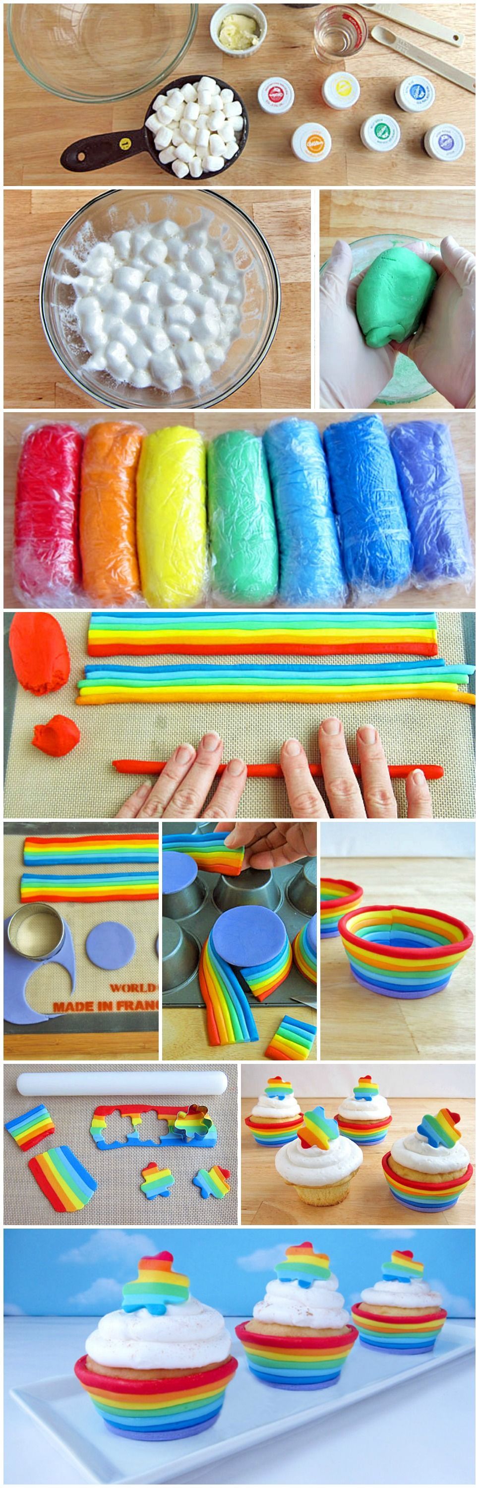 #Rainbow Fondant Cupcake Cups