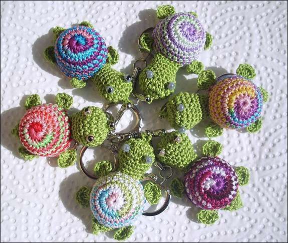 Turtle “Spring”, crocheted, Keychains