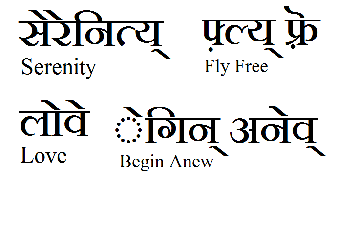 Some words I would like tattooed but in sanskrit. You can use the link to type in your own words and theyll translate to sanskrit.