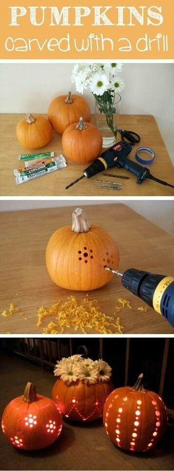 To fake major pumpkin skillz, a drill is your greatest ally. | 27 Incredibly Easy Ways To Upgrade Any Halloween Party